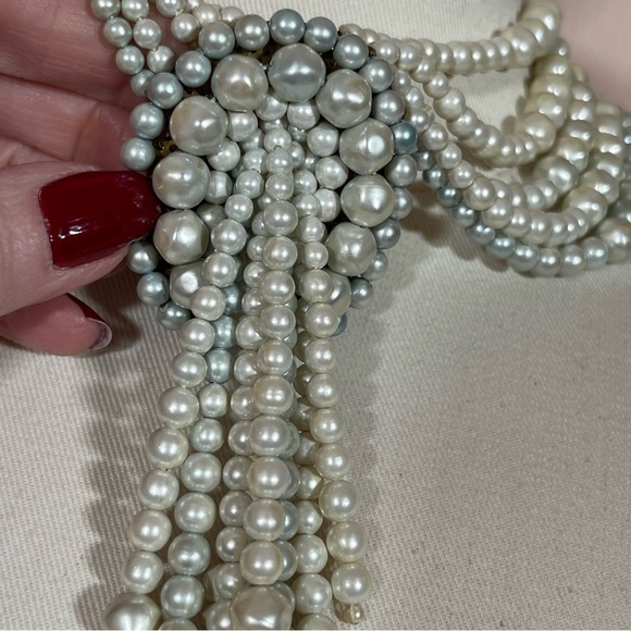 Antique Vintage Maximalism Waterfall Pearl Victorian Choker festoon Necklace - Picture 4 of 17